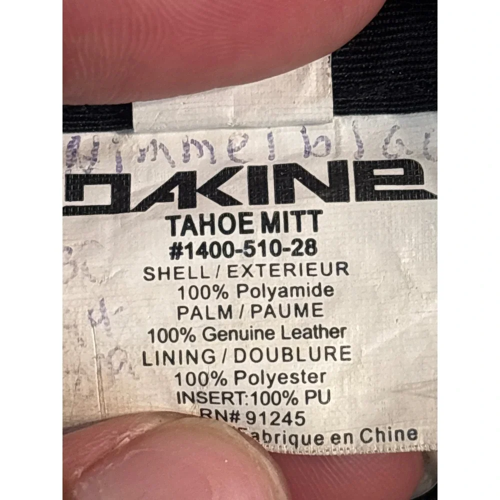 Dakine Tahoe Mitt Black Leather Palm Ski Snowboard Mittens Small 1400-510-28